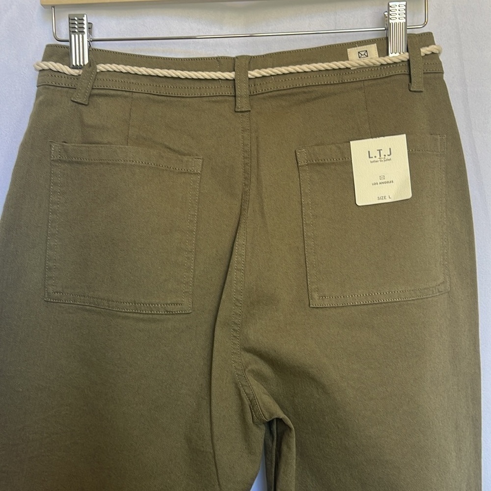 L.T.J Letter to Juliet Olive Green Cargo Joggers Size L Zip Cuff Utility NWT - Picture 7 of 15